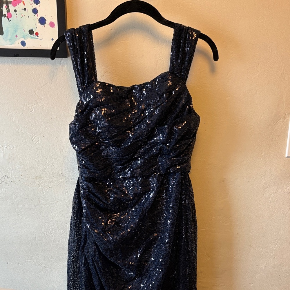 Elegant Navy Sequin Dress
